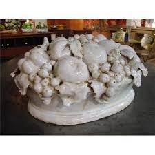 Italian home decorative collection by artists including handmade ceramics vintage pottery, dinnerware sets, dog figurines & roosters for sale Glazed White Ceramic Fruit Bowl 2391525