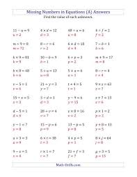 There are nine problems with enough space Missing Numbers In Equations Variables All Operations Range 1 To 9 A