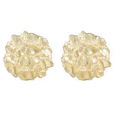 Maybe you would like to learn more about one of these? Large Round Diamond Cut Nugget Stud Earrings Real Solid 10k Yellow Gol Bayamjewelry