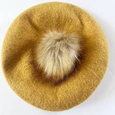zara kids girls wool blend beret hat faux fur pom pom mustard Yellow | eBay