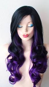 Black And Purple Wig Ombre Wig Lace Front Wig Black Purple Wig Curly Wig Heat Friendly Synthetic Wig Everyday Wig Cosplay Wig In 2020 Ombre Wigs Purple Wig Lace Front Wigs