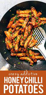 Crispy Honey Chilli Potatoes So Easy To Make At Home Recipe Tasty Vegetarian Recipes Honey Chilli Potato Vegetarian Diet Recipes