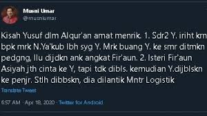 Empat tahun sesudah nabi harun lahir, barulah nabi musa dilahirkan dari rahim yang sama. Campur Aduk Kisah Nabi Yusuf Dan Nabi Musa Rektor Uic Disorot Warganet