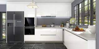 One of the lower cabinets was hit by a wheelchair and the laminate in the middle of the door was removed in an area about 3 x 3. L Shaped White Laminate Kitchen Cabinet Op18 Hpl03