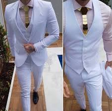 Wedding Full Black 3 Piece Suit 2019 White Peak Lapel Men Wedding Suits Single Breasted 3 Piece Jacketvestpants For Men Slim Fit Weddi In 2020 Casual Wedding Suit Dress Suits For Men Tuxedo For Men