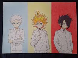 «manga:the promised never land artist(s):??? I Drew The Grace Field Escapees Norman Emma And Ray Spoilerless Thepromisedneverland