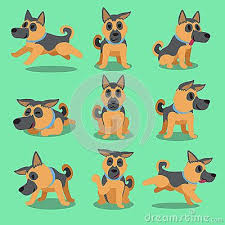 Cartoon Character German Shepherd Dog Poses Cartoon Dog Dog Illustration Dog Poses