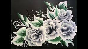 One Stroke White Roses On Black Chart Paper Youtube In