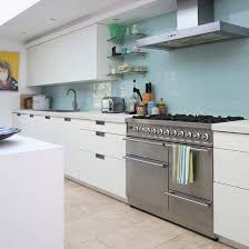 Back Painted Glass White Modern Kitchen Kitchen Design Light Blue Kitchens