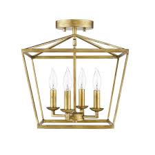 Our richly finished mount lantern light fixtures are crafted with an open metal structure, which will blend with the attraction of a traditional birdcage with the fascinating magnetism of a classic lantern. Ponce City 4 Light Semi Flush Pendant Gilded Gold Or Pendant Semi Flush Ceiling Lights Lantern Light Fixture Entry Lighting
