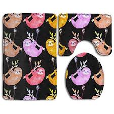Funny Sloth Wild One Birthday 3 Piece Bath Rug Set Bathroom Rug Set Contour Rug And Lid Cover Absorbent Anti Slip My Spirit Animal Sloths Funny Sloth
