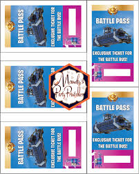 Fortnite Birthday Card Printable Free What Could Be More Fun Than Getting Your Own Exclusive Ticket For The Battle Bus At Your Next Fort Party Printables 10th Birthday Parties Boy Birthday Parties
