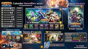 Apr 18, 2020 · farming guide updated march 2020. 2020 November Calendar Events Trials Rare Quests Tavern Of Legends Masquerade Atlantis Valhalla Return To Morlovia Tentative Player Guides Empires Puzzles Community Forum