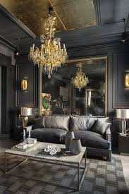Black And Gold Home Decor Ideas The Chandelier Is Excellent Decor And The Table Lamps Can Be Seen As Accent Lights Dark Living Rooms Contemporary House Luxury Home Decor