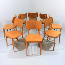Antique 1930 s wood taper back kitchen chair by beep3 on etsy. Set Of 8 Wooden Dining Chairs 1950 S 160060