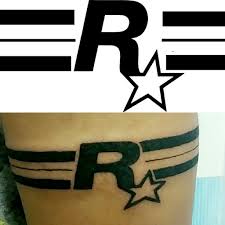 Black And White Rockstar Logo Rockstar Games Logo Tattoo Gta Tattoo Band Tattoo With Letter Gta Band Tattoo Tattoo For Gamer If Want Hq Or Editable File Ask Roh Tatuajes Ropa Videojuegos
