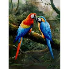 Beautiful Bird Paintings On Canvas Pin By Artwork Wave On Animal Oil Painting Birds Painting Parrot Painting Parrots Art