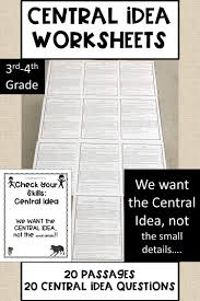 Central Idea Worksheets Digital Print In 2020 Central Idea Writing Prompts For Kids Literature Lessons