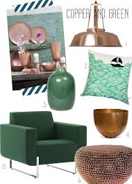 These shiny candleholders are the perfect copper home decor. Copper And Green Home Accesories Inspiration By Mary Musthave Copper Living Room Waiting Room Design Home Accessories