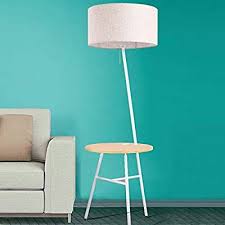 Wellmet Contemporary Combination End Table Floor Lamp With Usb Port Attached For Living Room Sofa Adjustable Living Room Sofa Drum Lampshade Floor Lamp Table