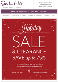 Sur La Table Holiday Sale Clearance Up To 75 Off Red And White Postcard Holiday Clearance Holiday Sales Email Design