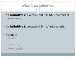 Contrast with the zero infinitive (live, love, learn). English Language Arts 8 Infinitives Infinitive Phrases Ppt Download