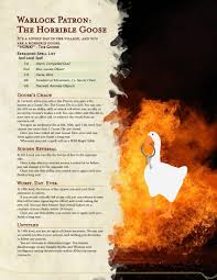 Honk An Untitled Goose Warlock Patron That Messes With The Forces Of The Game Dndhomebrew