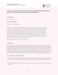 Credit cards and debit cards have legal protections if something goes wrong. Pdf Legal And Economic Analysis Of The Cryptocurrencies Impact On The Financial System Stability