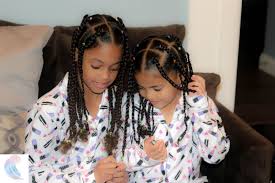 Mixed Black And Burgundy Box Braids Jumbo Box Braids A Easy Protective Hairstyle For Mixed Kids Kids Hairstyles Girls Mixed Kids Hairstyles Braids For Kids