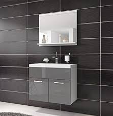 Badezimmer Badmobel Montreal 02 60cm Waschbecken Hochglanz Grau Fronten Unterschrank Waschtisch Spiegel Mobel Unterschrank Badezimmer Badezimmerideen