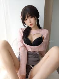 Fatiao Li, women, Asian, bangs, bent legs, M legs, pink clothing, indoors,  bra | 1440x1925 Wallpaper - wallhaven.cc