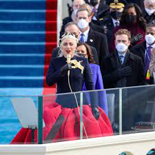 Singing our national anthem for the american people is my honor. Lady Gaga Wore Custom Schiaparelli On Inauguration Day Popsugar Fashion