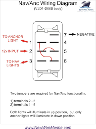 Connections to the switches are 1/4 inch push on terminals and are basically power in, power out, and a ground for the indicator light. Nav Anc Rocker Switch Carling Contura Ii Illuminated New Wire Marine