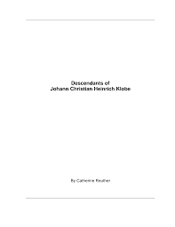 Descendants of Johann Christian Heinrich Klobe