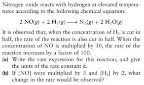 Answered Nitrogen Oxide Reacts With Hydrogen At Bartleby