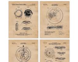Vintage Watch Mechanical Movement Timepiece Patent Prints, 4 Unframed  Photos, Wall Art Decor for Home Rolex Office Studio Student Teacher