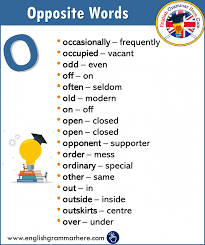 English Opposite Antonym Words List O Opposite Words English Vocabulary Words Learn English Words