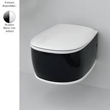 L'abattant est en thermodur à fermeture ralentie avec charnières en inox. Cuvette Wc Suspendu Design Ceramique Blanc Noir Azuley Artceram