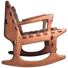 Angel Pazmino Leather And Wood Rocking Chair In 2020 Wood Rocking Chair Rocking Chair Craftsman Rocking Chairs