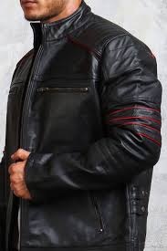 Shop the best leather jackets for men with free shipping in usa, uk, australia, canada, & world wide. Men S Black And Red Leather Jacket For Bikers In Leather