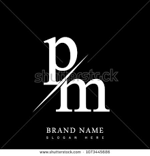 Black And White Logo Brand Name Initial Logo Letter Pm For Company Name Black And White Color And Slash Design Vector Logotype For Business And Comp Initials Logo Letters Initials Logo Logos