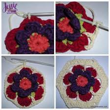 Granny hexagons are so fun and pretty to make. Flower Hexagon Granny How To Free Crochet Pattern Jessie At Home