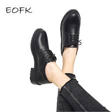 Nicholas tate handcrafted black leather derby shoes size uk 8. Eofk Fashion Black Leather Shoes Women Mocassins Femmes Chaussures Lace Up Flats Designer Shoes Women Derby Shoes Mujer Women S Flats Aliexpress