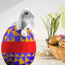 Easter Egg Easter Bunny Papercraft Diy Easter Decor 3d Papercraft Sculpture Printable Pdf Pattern Low Poly Rabbit Diy Easter Decorations Paper Crafts Easter Diy