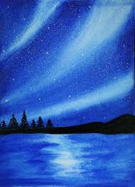Northern Lights Watercolor Painting In 2020 Northern Lights Watercolor Northern Lights Watercolor Paintings