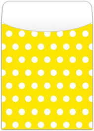 Peel Stick Book Pockets Yellow Polka Dots Pack Of 25