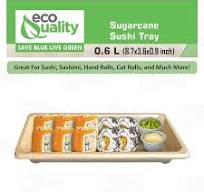 EcoQuality Compostable Sushi Trays Small - Natural Sugarcane Bagasse Take  Out Sushi Container - Biodegradable Disposable Sushi Plate Eco Friendly ...