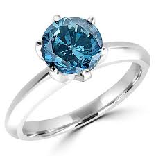 1 2 5 Carat Total Weight Round 14k White Gold Blue Diamond Ring Aaa Quality