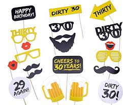 Below is my ultimate list of 30th birthday party ideas with lots of tips and suggestions for both men and women, including ideas for 30th birthday decorations, invitations, food & drink, gifts, and a few special surprises. Amazon Com Photo Booth Props For 30th Birthday 30th Birthday Gifts For Women Or Men Dirty 30 Birthday Party Supplies Creative Party Decorations 20pcs Pack 30th Birthday Kitchen Dining