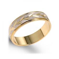 14k Two Tone Leaf Design White Yellow Gold Wedding Band 5mm Mens Gold Wedding Band Gold Wedding Band Diamond Wedding Bands